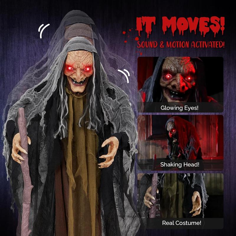 Outvita 5.3ft Halloween Witch Crutch Animatronics