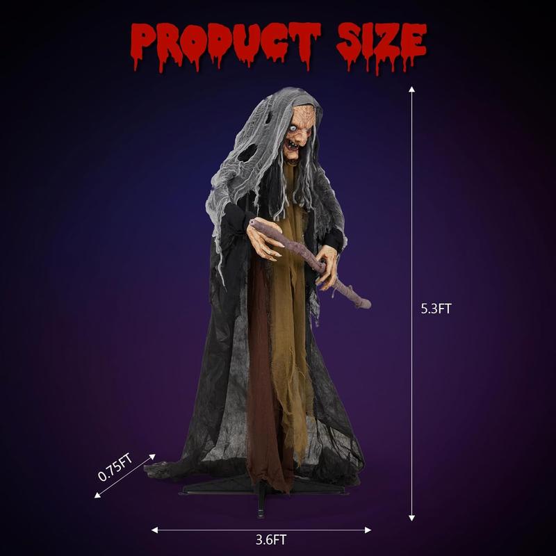Outvita 5.3ft Halloween Witch Crutch Animatronics