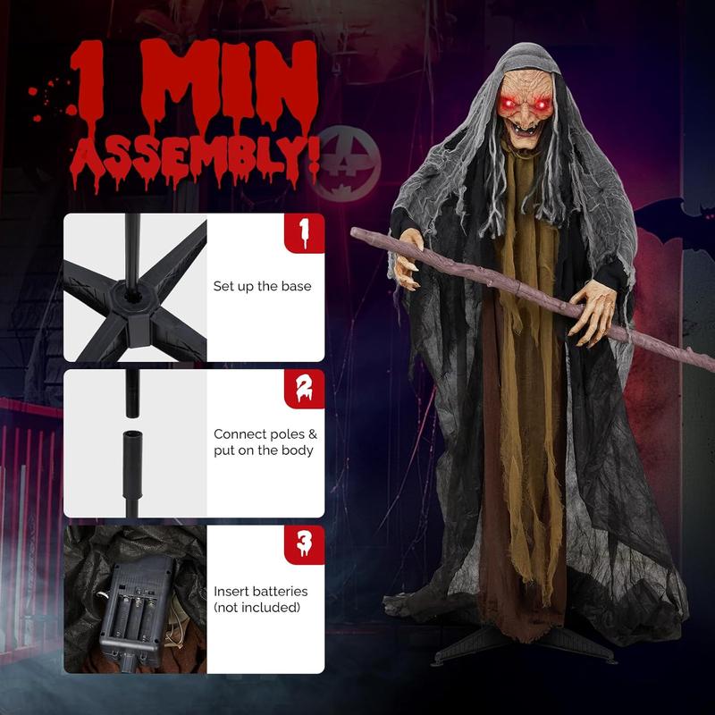 Outvita 5.3ft Halloween Witch Crutch Animatronics