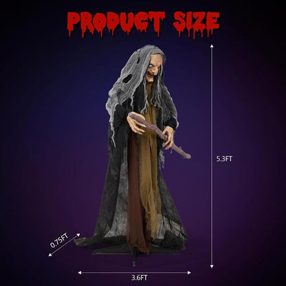 Outvita 5.3ft Halloween Witch Crutch Animatronics