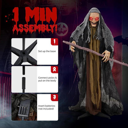 Outvita 5.3ft Halloween Witch Crutch Animatronics